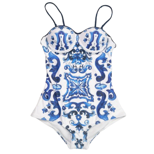 Azure Tile One-Piece Swimsuit